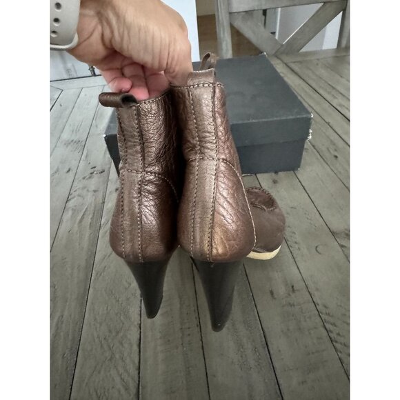 Gianna Melani Italian Designer Brown Lace up Heel Boots Womens 37 7 - Picture 4 of 7